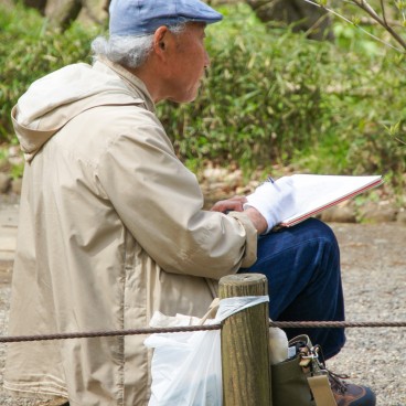 Sankei-en Garden, Yokohama,Local Artist Drawing