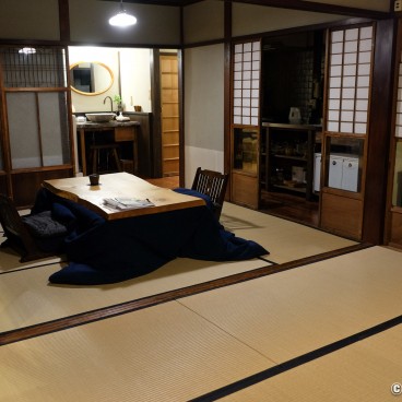 Machiya Cottage Karigane (Kyoto), Ground floor (living and dining room, kitchen bathroom)
