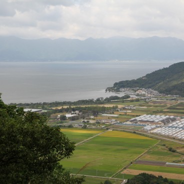 Omihachiman, View from Mount Hachiman on the city and Lake Biwa 2