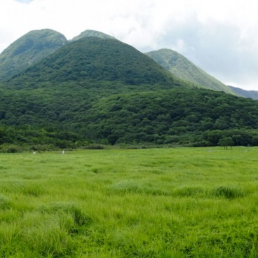 Panorama on Tadewara Wetlands and Kuju Mountain Range