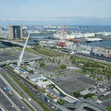 Fuji TV (Odaiba), view on Odaiba and the Ferris wheel Daikanransha