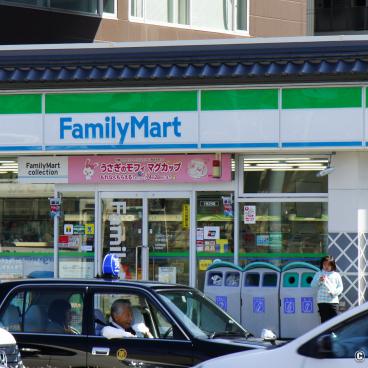 Konbini in Japan, Garbage sorting bins in front of the store