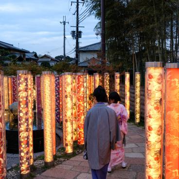 Kimono Forest (Arashiyama Randen) at nightfall