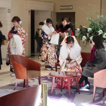 Young Japanese women wearing furisode kimono for Seijin no Hi