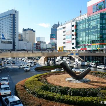 Sendai, city view from JR train station exit