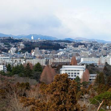 Sendai, view on the city and surrounding mountains