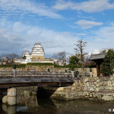 Himeji, View on Sakuramon-bashi bridge and Himeji Castle