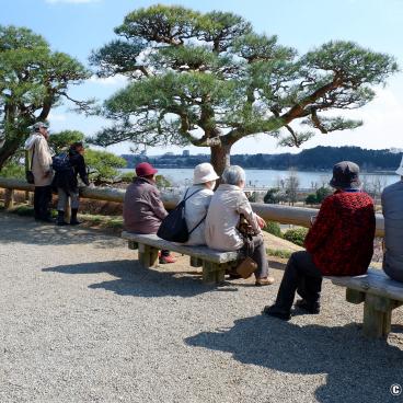 Kairaku-en (Mito), Japanese visitors on benches