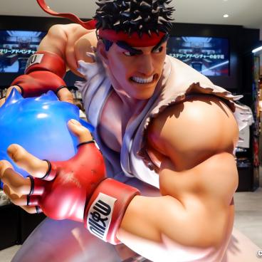 Capcom Store Tokyo and Ryu statue in Shibuya PARCO