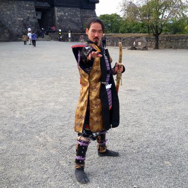A samurai in Kumamoto Castle's park