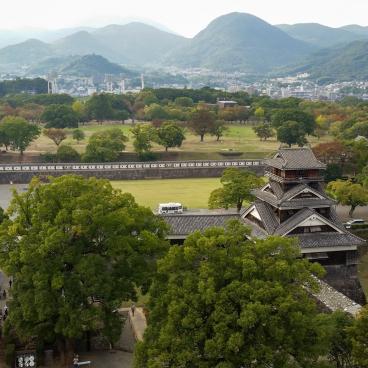 Kumamoto Castle before April 2016, View on the park and the city