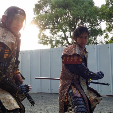 Two samurai in Kumamoto Castle's park