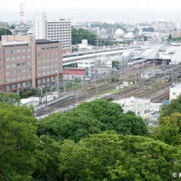 Odawara, View on the JR station from the castle's top floor