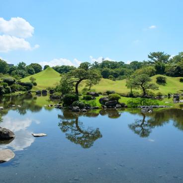 Miniature Mount Fuji in Suizen-ji Joju-en traditional Japanese garden in Kumamoto