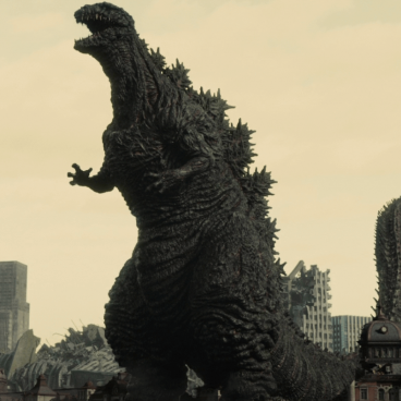 Shin Godzilla walking on Tokyo