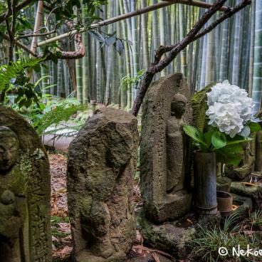 Hokoku-ji temple in Kamakura, Buddhist steles
