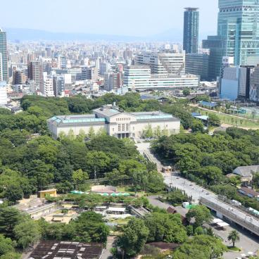 View on Osaka City Museum of Fine Arts from Tsutenkaku Tower