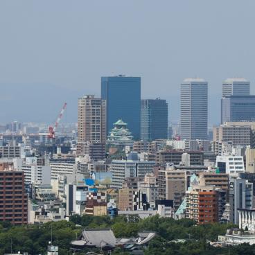 View on Osaka Castle from Tsutenkaku Tower