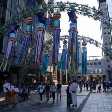 Fukinagashi streamers at Umeda Sky Building in Osaka for Tanabata Matsuri