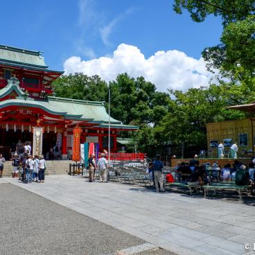 Tomioka Hachiman-gu, Honden main hall during Fukagawa Hachiman Matsuri in mid-August 2