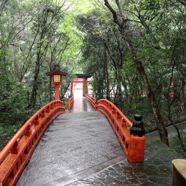Vermilion bridge in Usa Hachiman-gu shrine