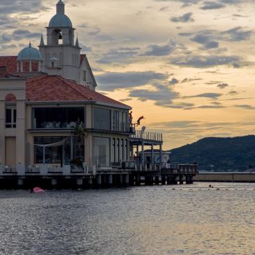 Seaside Momochi (Fukuoka), View on Marizon at sunset 4