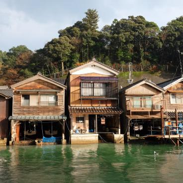 Ine (Kyoto), View on funaya houses at sunset