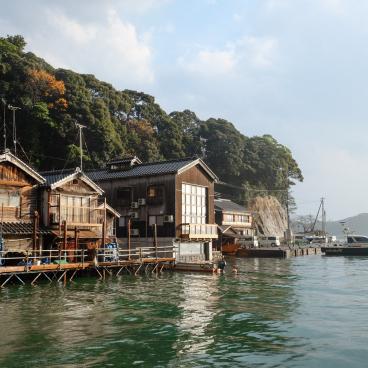 Ine (Kyoto), View on funaya houses at sunset 2