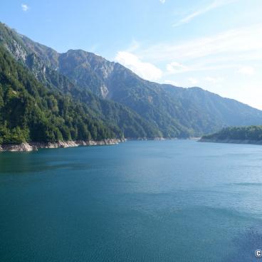 Kurobe Dam, View on the river and the Alpine valley