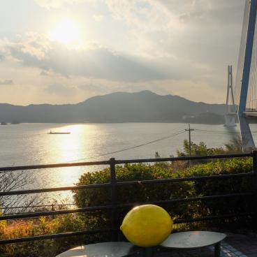 Shimanami Kaido Cycling Course, Bridge and seaside landscape