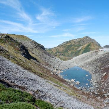 Murodo, Lake Rindoike and refuge on Mount Tateyama