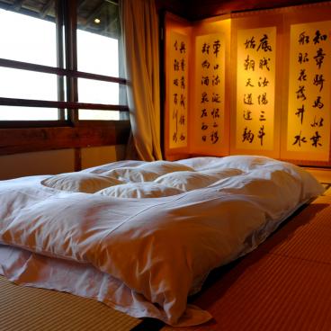 Alex Kerr's Country Houses (Shikoku), Futon bedding unfolded for the night 2