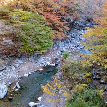 Iya Valley in Shikoku, View on the river in autumn