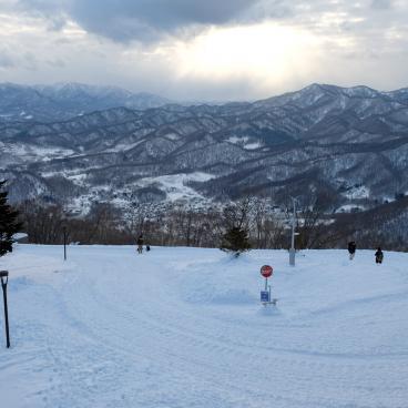 Mount Moiwa, View on the snowy mountains in winter