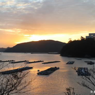 Toba Grand Hotel, View on the pearl farms in the Bay