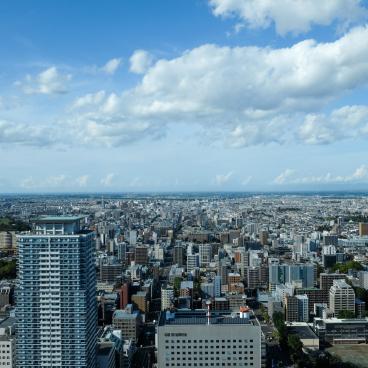 JR Tower T38 in Sapporo, View on the city and Ishikari Bay in the horizon