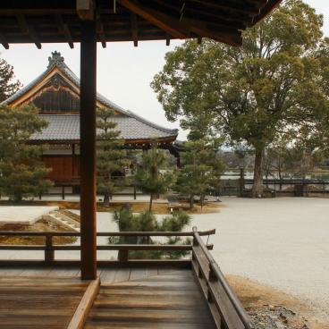 Daikaku-ji (Kyoto), View on Godai-do Hall and Osawa pond