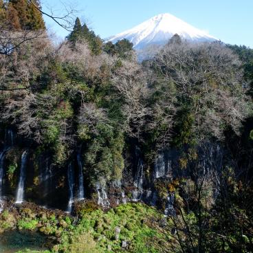 Shiraito Falls, Panorama from above with a view on Mount Fuji 2