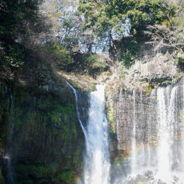 Shiraito Falls, View at the foot of the waterfall with a rainbow 2