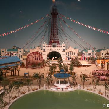 Konjakukan Museum (Osaka Museum of Housing and Living), Diorama of Shinsekai in 1912 with the Luna Park and the Tsutenkaku Tower
