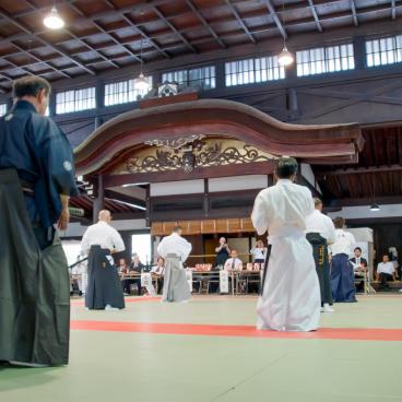 Butokuden in Kyoto, Japanese sword fencing demonstration