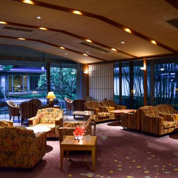 Yumotoya Onsen Ryokan in Niigata, Lounge with a view on the garden