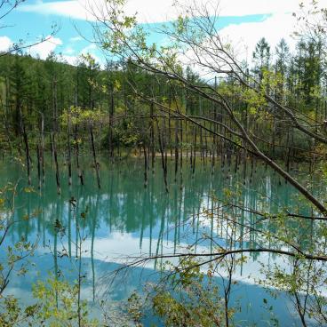 Biei (Hokkaido), The blue water of Lake Aoi-ike 3