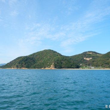 Inujima, View on the island's coast from the ferry
