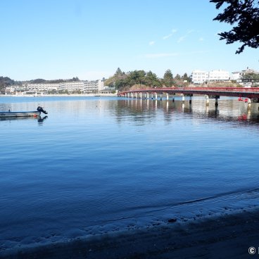 Matsushima, Fukuura-bashi red bridge to access Fukuurajima 2