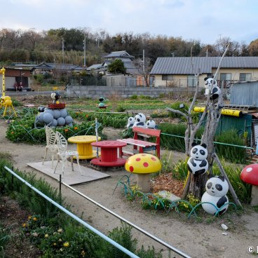 Setouchi Triennale, Awashima island, Decorations made with mooring buoys