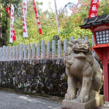 Yoshida-jinja (Kyoto), Komainu statue and lantern