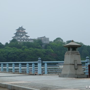 Karatsu (Saga, Kyushu), View on the feudal castle from Maizuru Bridge