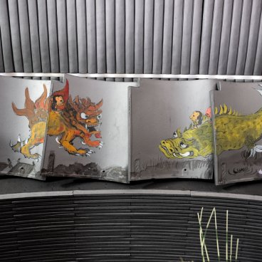 Koyo Seiga (Himeji), Ibushi tiles painted with traditional patterns