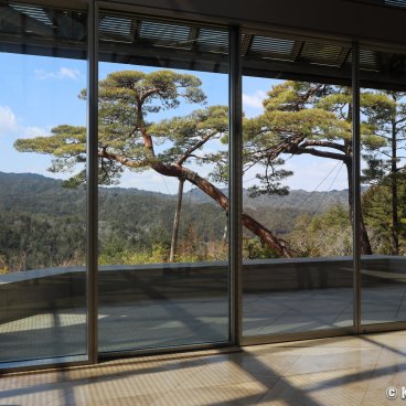 Miho Museum, View on the landscape from the permanent collections' building